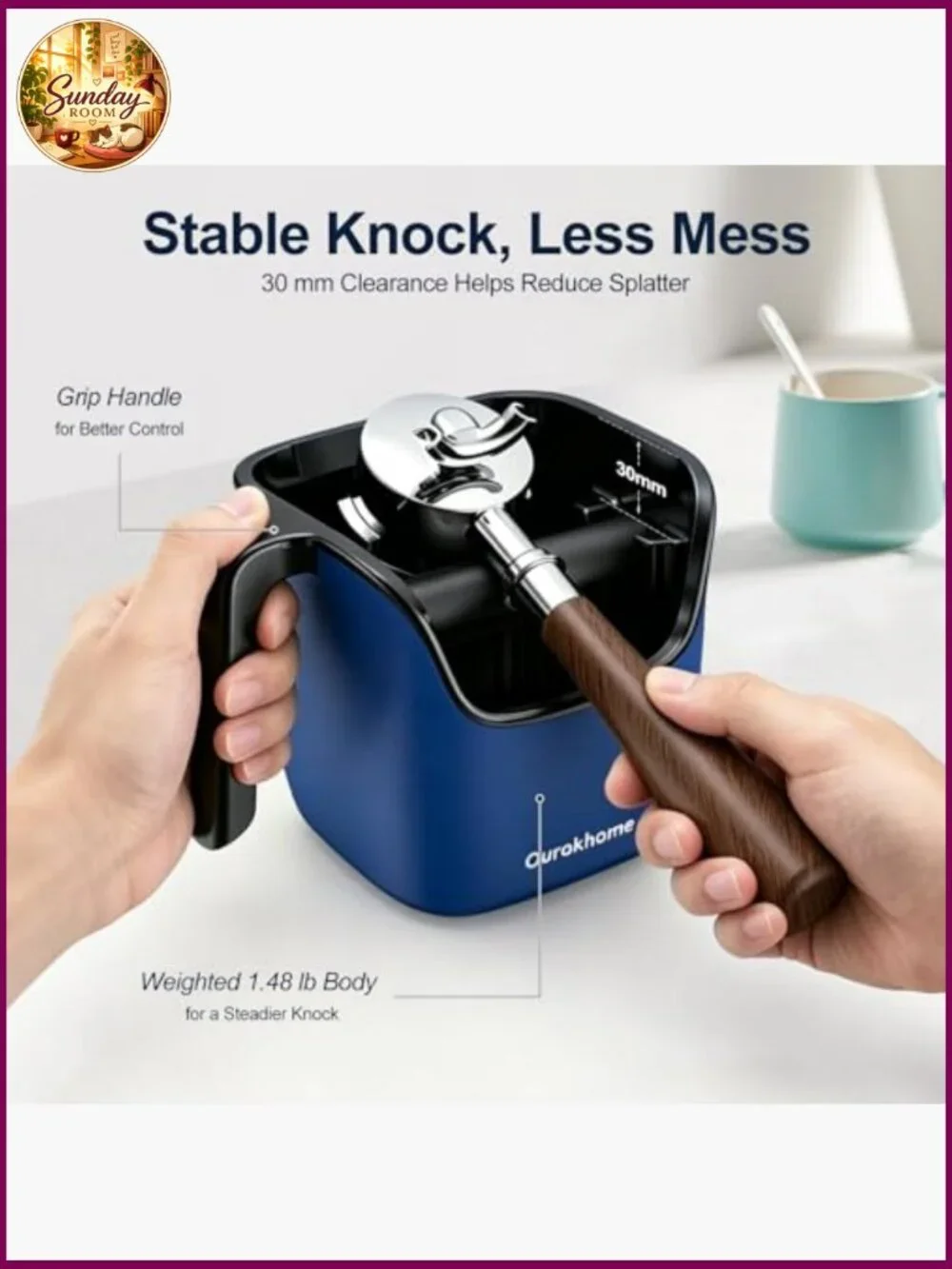 Espresso Knock Box with Lid, Coffee Grounds Container, Removable Knock Bar,